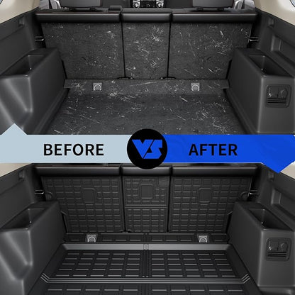 Rongtaod Cargo Mat Compatible with 2010-2024 Toyota 4Runner 5 Seats Trunk Mat Cargo Liner Back Seat Cover Protector 2023 Toyota 4 Runner Accessories (Trunk Mat+Backrest Mats,Fit Without Sliding Tray)