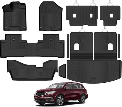 Custom Fit Floor Mats for 2014-2020 Acura MDX, All Weather TPE Floor Liners with Trunk Mat & Backrest Protectors, Odorless Full Set Interior Accessories