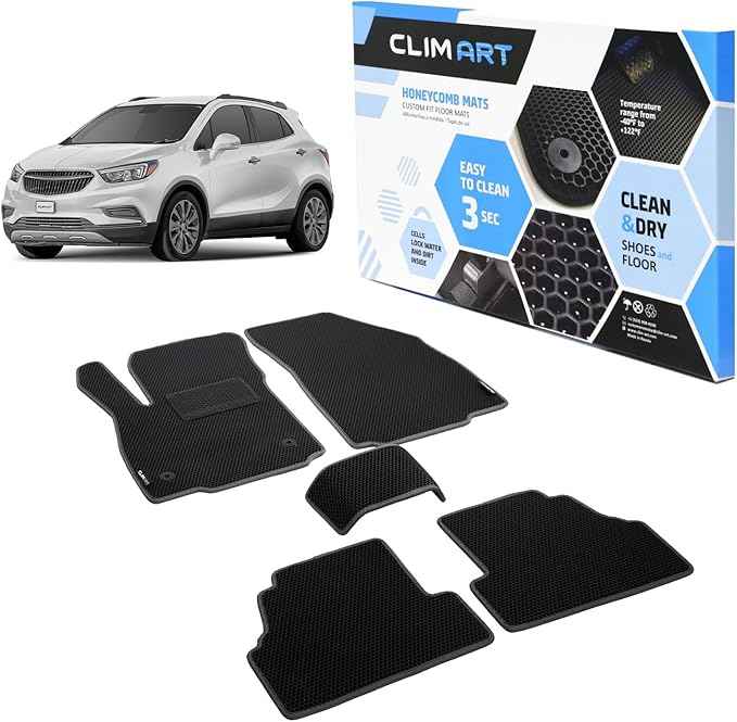 CLIM ART All-Weather Car Floor Mats Compatible with Chevrolet (Chevy) Trax 2014-2022, Custom-Fit Heavy-Duty Floor Liners for Cars & SUVs, Car Accessories for Men & Women, Black - FL011515084