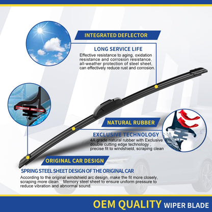 3 Wipers Factory Replacement For 2007 2006 2005 2004 2003 2002 2001 Toyota Sequoia Original Equipment Windshield Wiper Blades Set 19"+19"+14" (Set of 3) U/J HOOK