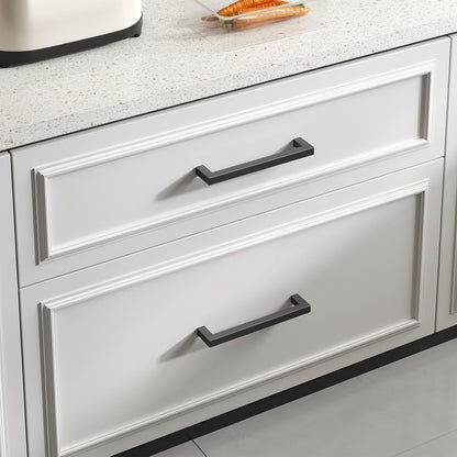 Goldenwarm 1 Pack Black Square Bar Cabinet Pull Drawer Handle Stainless Steel Modern Hardware for Kitchen and Bathroom Cabinets Cupboard,Center to Center 7-1/2in(192mm)