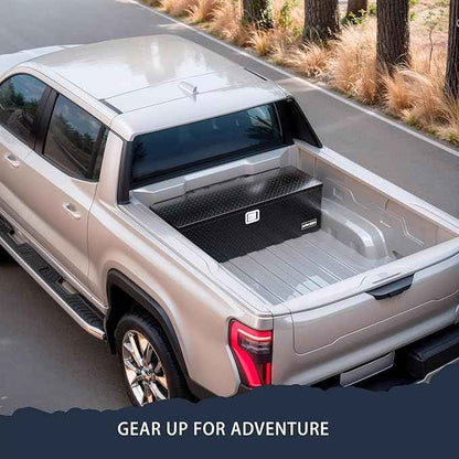 ARKSEN 49 x 15 x 15 Inch Diamond Plate Truck Bed Tool Box, Heavy Duty Waterproof Aluminum Toolboxes Storage Chest with Side Handle & Lock for Pickup Truck Bed, RV & Trailer – Black