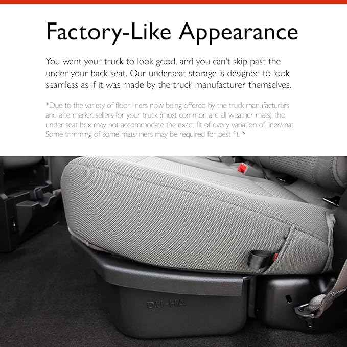 DU-HA DuHa 5074 Under Seat Storage fits 2006-2014 & 2017-2026 Ridgeline | Black Heavy Duty Back Seat Organizer| Easy Installation | Seamless Integration