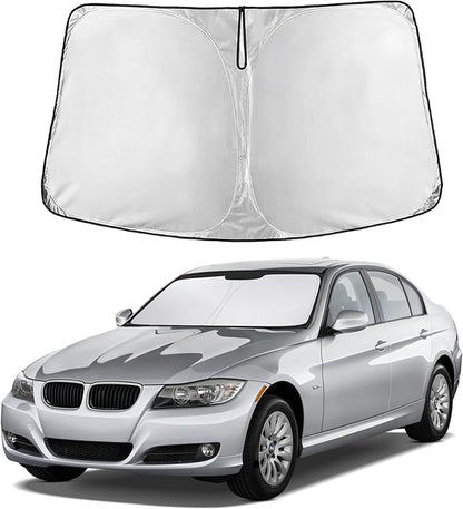 EcoNour Windshield Sun Shade Compatible for BMW 3 Series 2006-2011 Front Window Sunshade Foldable Sun Visor UV & Heat Blocking Protection