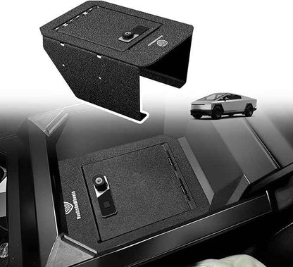 VaultsOnWheels for 2025 2024 Tesla Cybertruck Center Console Storage Vault Hidden Console Storage Interior Vault LockBox Anti-Theft Biometric Fingerprint Lock