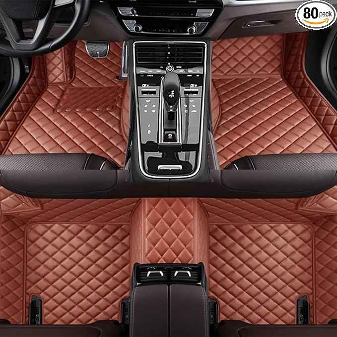 TREGOO All-Weather Anti Slip Floor mat is Suitable mats for floo of All for Tesla Models from 2012 to 2025 (Light Brown)