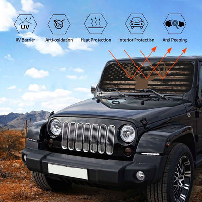 American Flag Camouflage Car Windshield Sunshade Front Window Sun Visor Protector Foldable Shield Cover for Truck SUV