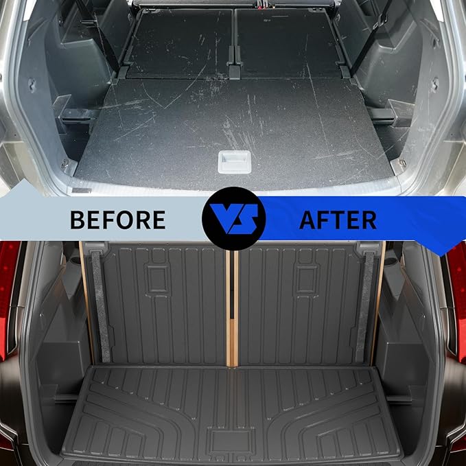 Rongtaod Cargo Mat Compatible with 2018-2025 2026 Volkswagen Atlas (NOT for Cross Sport) Trunk Mat Trunk Liner Cargo Liner Back Seat Cover 2024 VW Atlas Accessories (Trunk Mat with Backrest Mat)