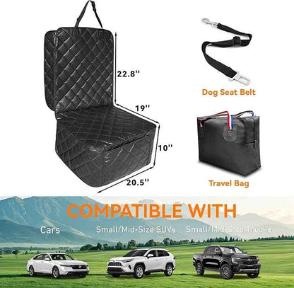 Car Seat Covers for Dogs–Waterproof PU Leather Car Front Seat Cover for Pets & Humans,Scratchproof Captain Seat Protector Fits Most Cars, Trucks, SUVs，Minivans(Black)