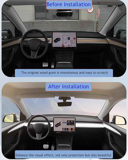 Matte White Dashboard Cover and Front Door Cover Compatible with Tesla Model 3（2021-2023） and Model y（2019-2024 (Matte White)
