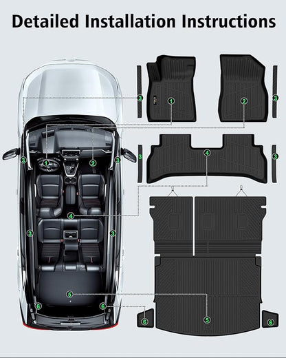 Floor Mats Custom Fit for Chevy Trailblazer FWD 2021-2025 2026 Trunk Mat with Backrest Mat All Weather TPE Cargo Liner Full Set for Chevrolet Trailblazer Accessories,Black (Upper Cargo Floor Mat)
