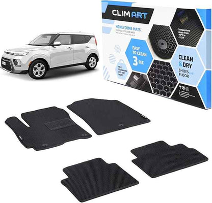 CLIM ART All-Weather Car Floor Mats Compatible with Kia Soul 2020-2026, Custom-Fit Heavy-Duty Floor Liners for Cars & SUVs, Car Accessories for Men & Women, Black - FL911520042
