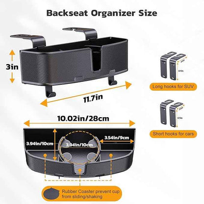 Car Headrest Cup Holder for Back Seat Organizer for Multi-Hanging Snack Storage Box with Strong Hooks for Kids and Backseat Passengers Share Rid for Travel Accessories（2-Pack）
