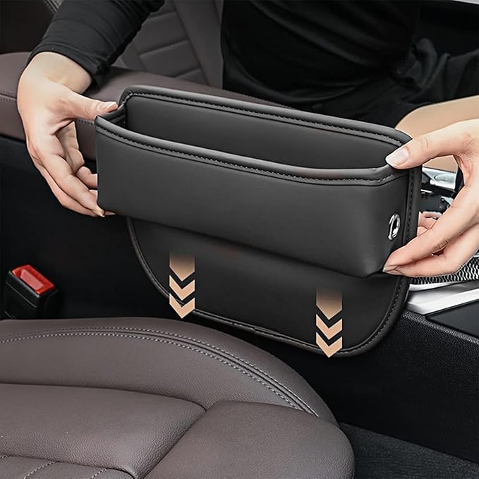 Car Seat Gap Filler Organizer for Tesla Model S 2012-2015, Seat Storage Box Leather Bag Fill The Gap Car Accessories,Black