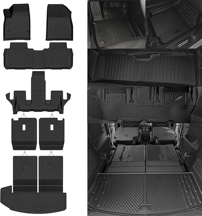 Custom Fit Floor Mats for Cadillac XT6 6 Seats/Captain Seat 2020-2026, All Weather TPE Floor Liners with Trunk Mat & Backrest Protectors, Odorless Full Set Interior Accessories