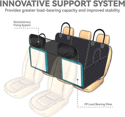 High Barrier Dog Car Seat Cover,Waterproof Back Seat Extender for Dogs,Car Seat Protector,Hard Bottom Holds 500 lbs,600D Nonslip Dog Hammock,Pet Bed for Cars,SUVs, Small Trucks