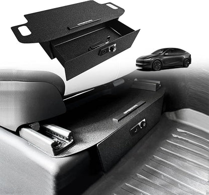 for 2026+ Tesla New Model Y Juniper Front Seat Safe Vault Patented Design Gun Safe Box Driver/Passenger Side Drawer LockBox Anti-Theft Biometric Fingerprint Lock