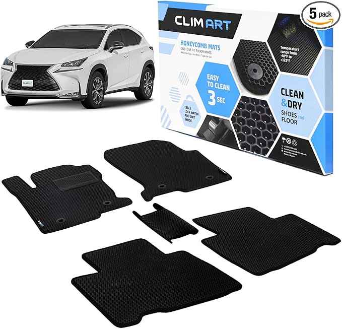 CLIM ART All-Weather Car Floor Mats Compatible with Lexus NX 2015-2021, Custom-Fit Heavy-Duty Floor Liners for Cars & SUVs, Car Accessories for Men & Women, Black - FL011515161