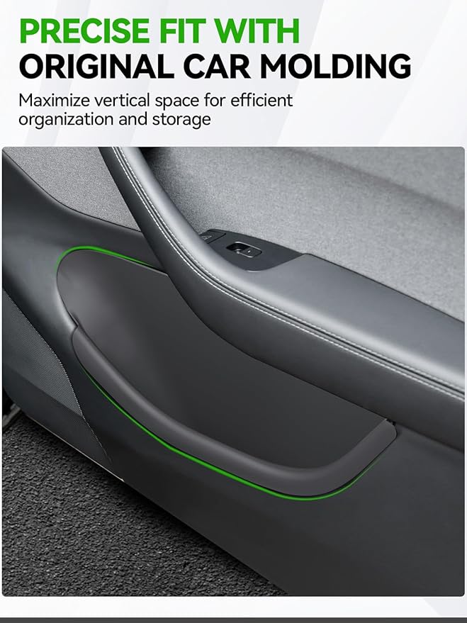 4PCS Door Side Storage Box Full-Wrap Pocket Liner compatible with 2026 2025 Tesla Model Y Juniper Accessories TPE Front and Rear Full Cover Door Side Organizer Tray