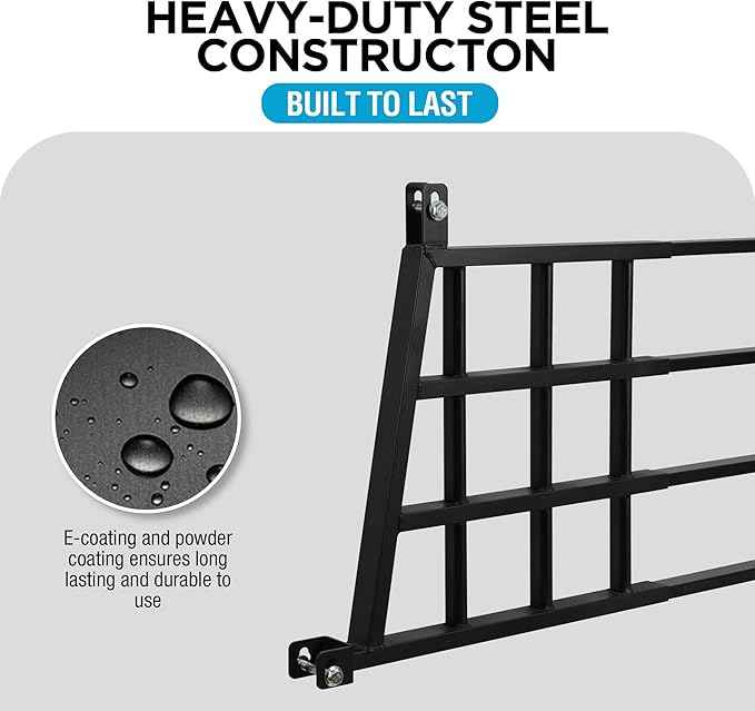 Rockland Adjustable Pickup Truck Headache Rack, Fits 45" to 66" Beds, No-Drill Bolt-On Mount, Compatible with Most Full Size Pickup