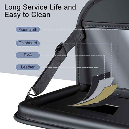 1 Pack Back Seat Car Organizer with Fold-Out Tray for 11" Tablets - Upgraded Nappa Leather, with Touchable PVC for 8" Mobile Phones, Including Tissue Dispenser, Suitable for Autos and SUVs, Black