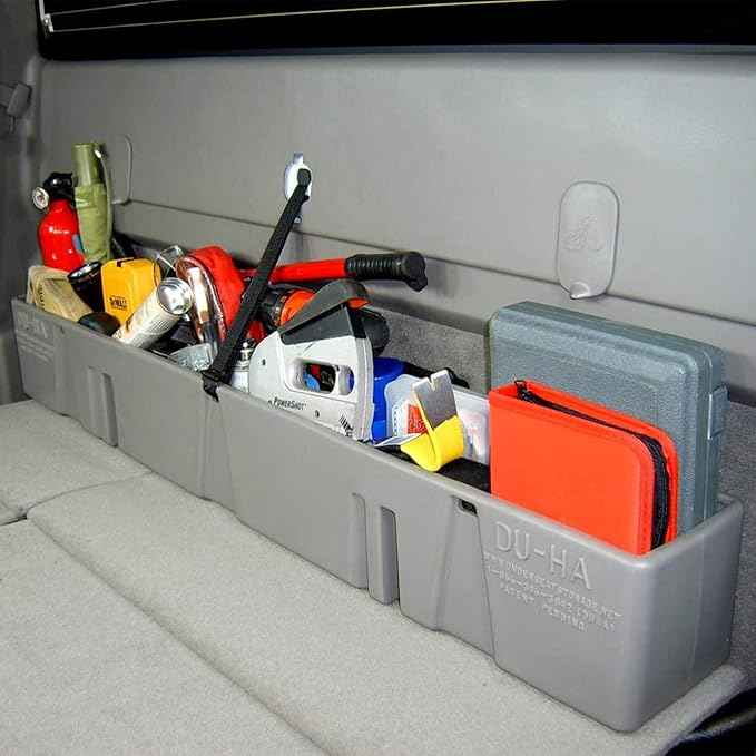 DU-HA 10013 Black Behind the Seat Storage for 00-07 Chevrolet Silverado and GMC Sierra Heavy Duty Crew Cab