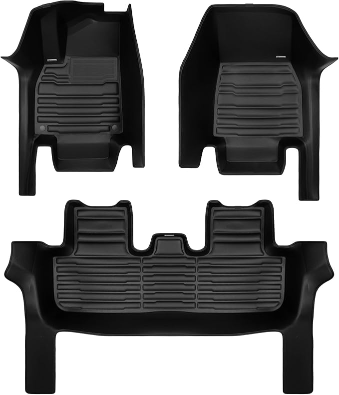 TuxMat - for Tesla Model Y 5-Seater 2026 Models - Custom Car Mats - Maximum Coverage, All Weather, Laser Measured - This Full Set Includes 1st and 2nd Rows