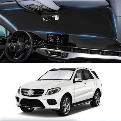 Custom Fit GLE Windshield Sunshade for 2012-2018 2019 Mercedes Benz GLE Class Accessories Front Window Shades Shield for GLE 450 GLE 350 Cover for Windshield Sun Visor Protector Blocks UV Rays