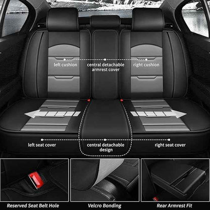 YORKNEIC Seat Covers for Jeep Liberty 2002-2012:2 Row 5 Seat Full Set Faux Leather Car Seat Covers for Liberty Automotive Seat Cushion with Airbag Compatible(5 Seat Full Set,Black&Gray)