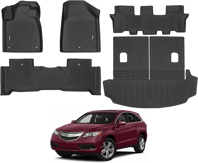 Tongama-Floor Mats for 2007-2013 Acura MDX, All Weather TPE Floor Liners and Trunk Mat with Backrest Mat for Acura MDX Waterproof Interior Accessories