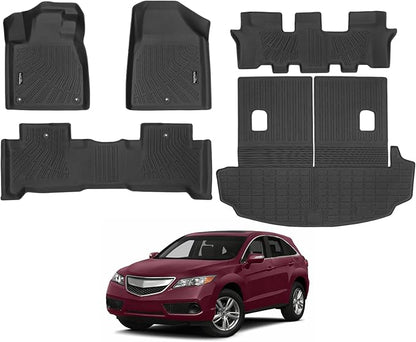 Tongama-Floor Mats for 2007-2013 Acura MDX, All Weather TPE Floor Liners and Trunk Mat with Backrest Mat for Acura MDX Waterproof Interior Accessories