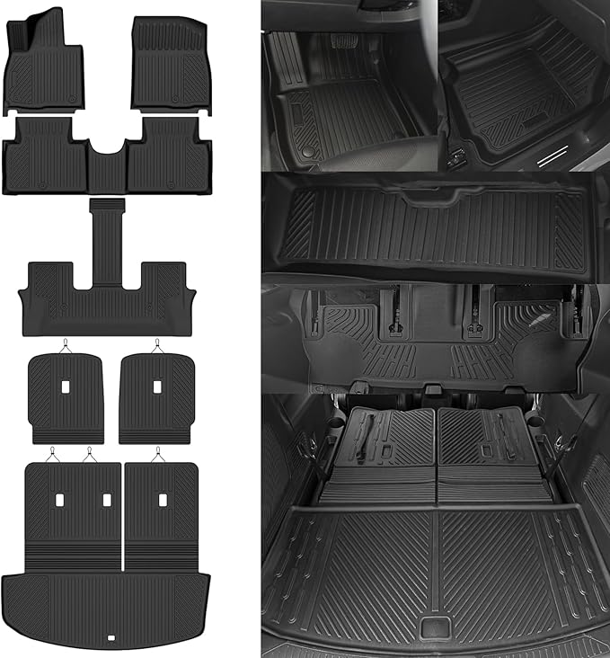 Custom Fit Floor Mats for 2026 Hyundai Palisade Gas 7 Seats/Captain Seat (Not for SE), All Weather TPE Floor Liners with Trunk Mat & Backrest Protectors, Odorless Full Set Interior Accessories