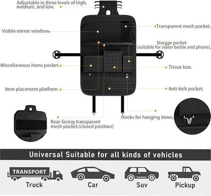 Car Seat Organizers,Multi-functional Back Seat Protectors, Storage Pouches, and Tray Holders (for Cars, Kids, Seat Back and Rear Seats) (Woven Black, 1 Pcs)