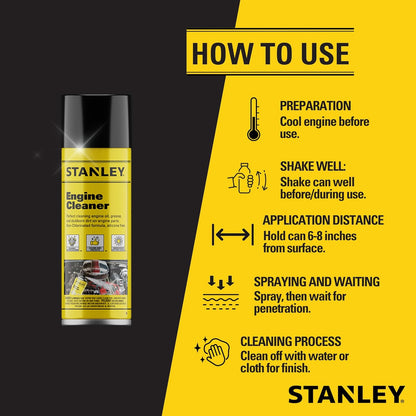STANLEY AP 92 Engine Cleaner Spray - 12x12 Fl. oz., Automotive Degreaser Spray,Use for Tight Spaces, Non-corrosive - 12 Pack