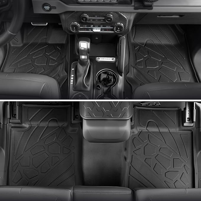 Floor Mats for Ford Bronco 2021-2026, All Weather Floor Mats Trunk Cargo Liner with Backrest Protectors and Door Sill Guards Accessories, Full Coverage Set (Fit 4 Door Models)