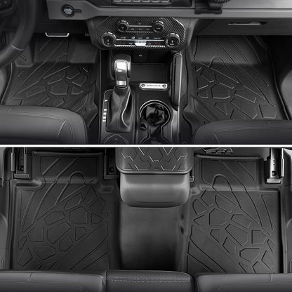 Floor Mats for Ford Bronco 2021-2026, All Weather Floor Mats Trunk Cargo Liner with Backrest Protectors and Door Sill Guards Accessories, Full Coverage Set (Fit 4 Door Models)