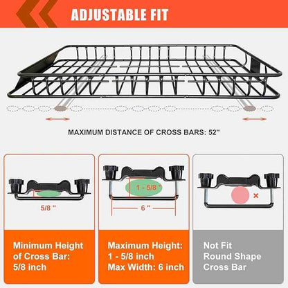 MeeFar Roof Rack Carrier Basket Universal Rooftop 65" X 39" X 6" Large Size Roof Rack + Waterproof Bag 20 Cubic Feet (51" 40" 17"), and Cargo Net with Attachment Hooks, Ratchet Straps