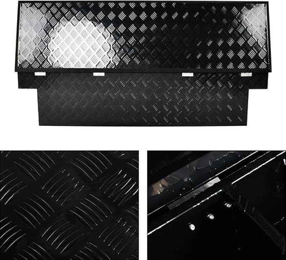 69 Inch Black Heavy Duty Aluminum Tool Box Wide Utility Trailer Stripes Plated 5 Bar Tread for Pick Up Truck Bed RV ATV Organizer Trailer Storage ToolBox w/Lock and Keys (69"X20"X17.5")