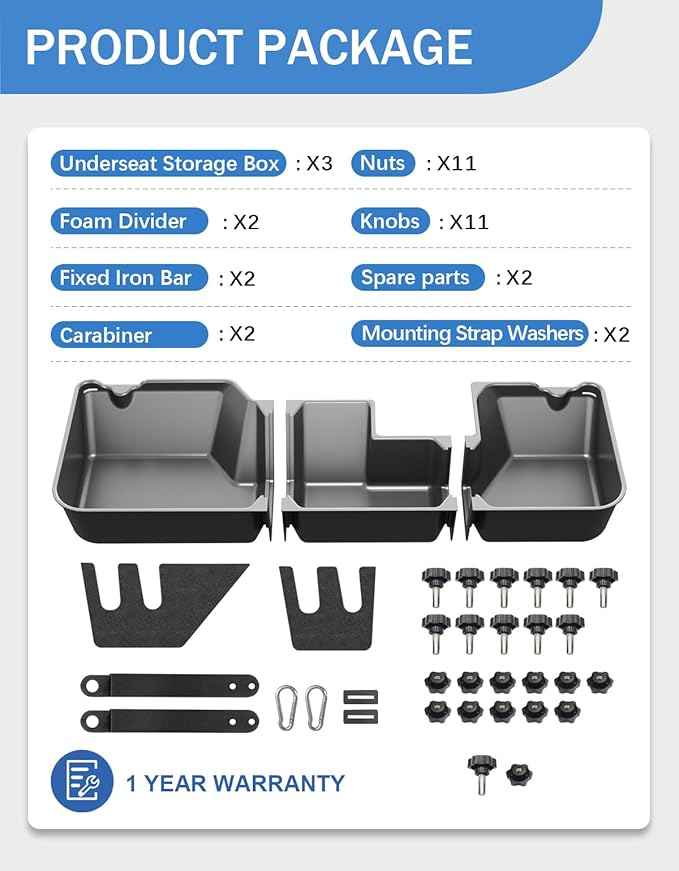 FengYu Under Seat Storage Box - Compatible with 2019-2026 Dodge Ram 1500 Crew Cab (New Body Style),Heavy-Duty Truck Organizer Under Back Seat Organizer Box