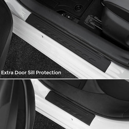 Floor Mats for Toyota Corolla 2020-2026, All Weather Floor Mats Trunk Cargo Liner and Door Sill Guards Accessories, Full Coverage Set (Fit Sedan Models)
