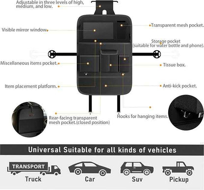 Car Seat Organizers,Multi-functional Back Seat Protectors, Storage Pouches, and Tray Holders (for Cars, Kids, Seat Back and Rear Seats) (Plain Black, 2 Pcs)