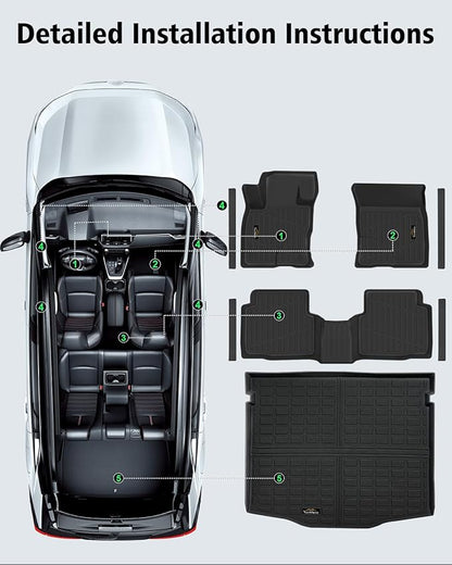Floor Mats & Cargo Liner Custom Fit for Ford Escape Gas 2020-2025 2026 (NOT Fit Hybrid) All Weather TPE Rubber Trunk Mat Anti-Slip Full Set Automotive Floor Liners for Escape 2025 Accessories