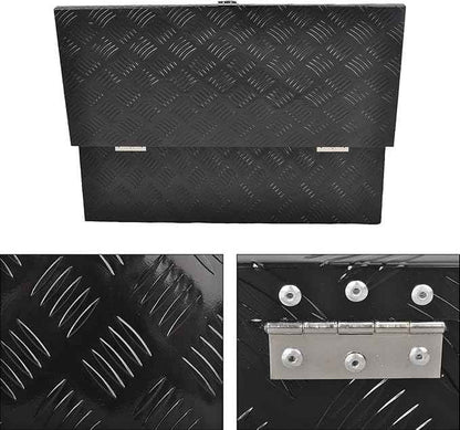 30 Inch Black Aluminum Tool Box 5 Bar Tread Chest Box Flatbox for Truck Car Outdoor Trailer Pickup Underbody RV ATV Storage Bed ToolBox w/Lock Side and Keys(30"X13"X10"),Black-30 Inch