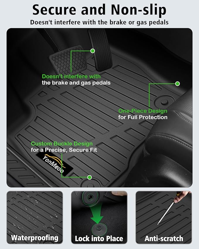 Floor Mats & Trunk Mat Custom for Jeep Grand Cherokee & Dodge Durango 2016-2021/Grand Cherokee WK 2022 (Not for L) All Weather TPE Rubber Cargo Liner Automotive Full Set Accessories- Black