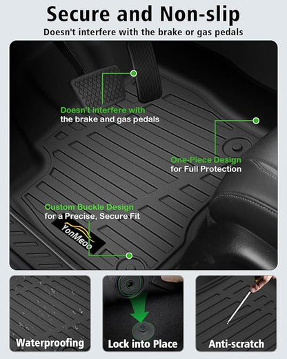Floor Mats & Trunk Mat Custom for Jeep Grand Cherokee & Dodge Durango 2016-2021/Grand Cherokee WK 2022 (Not for L) All Weather TPE Rubber Cargo Liner Automotive Full Set Accessories- Black