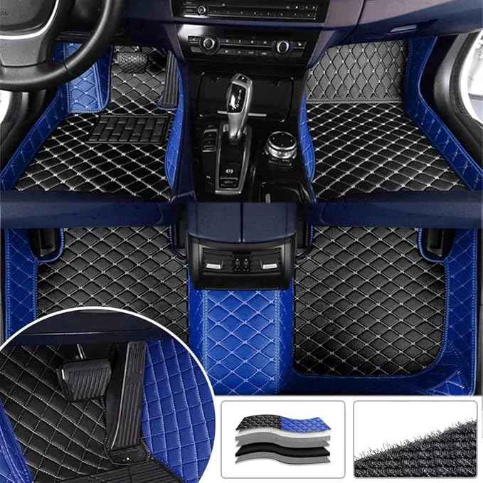 Custom Making Car Floor Mats Compatible with Audi BMW Mercedes-Benz Toyota Lexus Honda Infiniti Nissan Hyundai Kia All Models 2005-2026 (Black Beige and Blue)