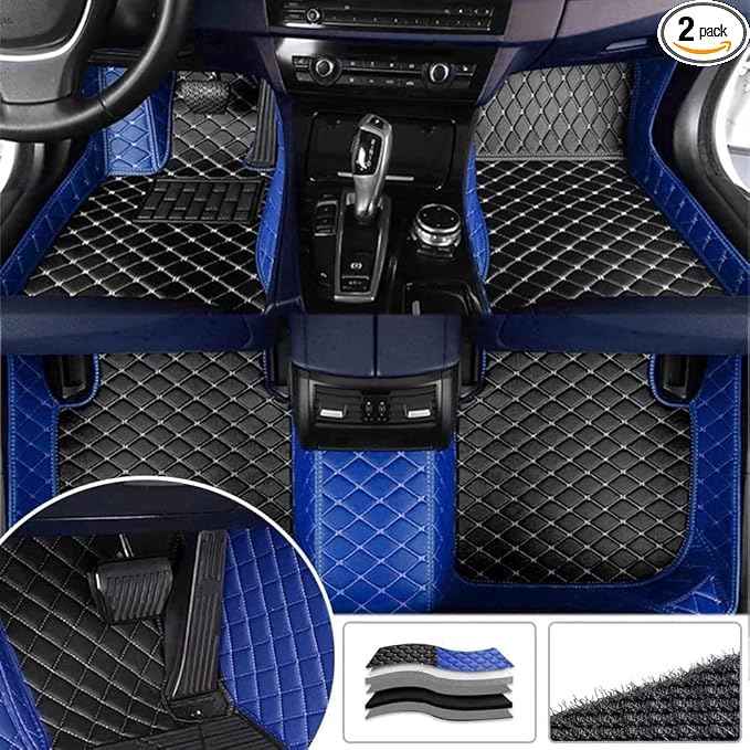 Custom Making Car Floor Mats Compatible with Audi BMW Mercedes-Benz Toyota Lexus Honda Infiniti Nissan Hyundai Kia All Models 2005-2026 (Black Beige and Blue)