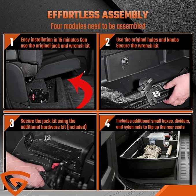 GEARLAST Underseat Storage, Real Under Seat Organizer Compatible with Ram 1500 Crew Cab 2019-2025 Real Under Seat Organizer