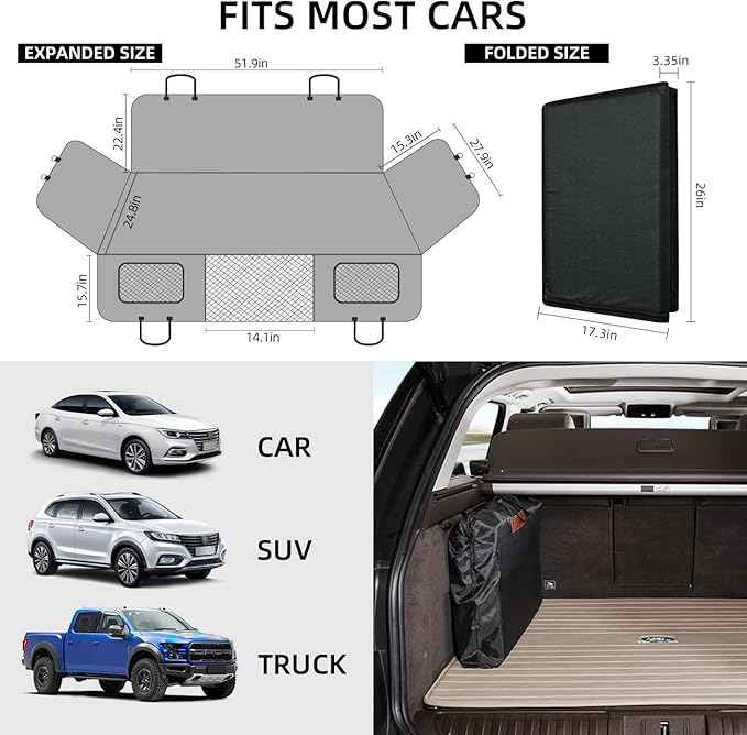 YJGF Back Seat Extender,Dog Seat Cover for Back Seat,Hard Bottom Car Seat Cover for Dogs,Dog Hammock for Car,Back Seat Pet Cover for Dogs(Black,for Car/SUV/Small Truck)