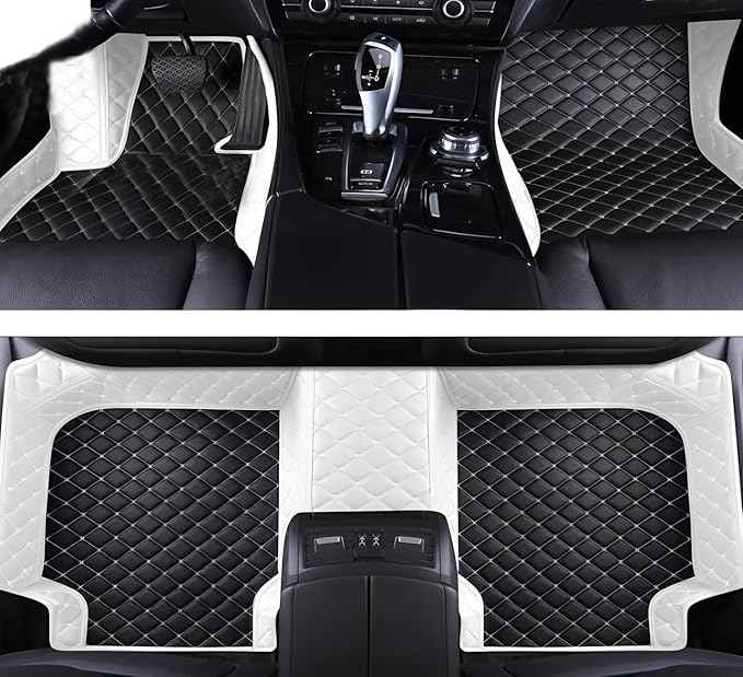 SARAHS Customized car Floor mats -Suitable for 99% of Cars, SUVs, and Trucks - car Pads to Protect Vehicle Interior Floor Accessories (White and Black)